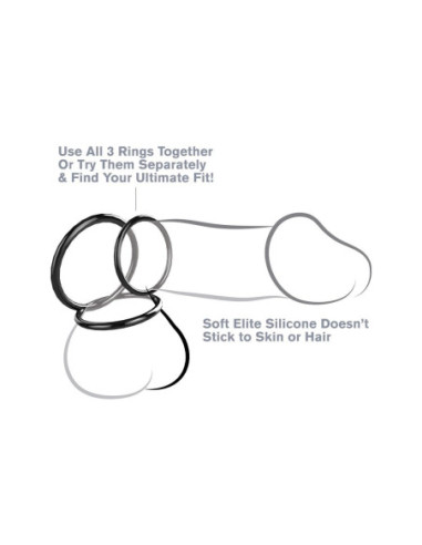 FANTASY C-RINGZ SILICONE 3-RING STAMINA SET BLACK