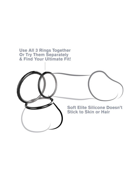 FANTASY C-RINGZ SILICONE 3-RING STAMINA SET BLACK