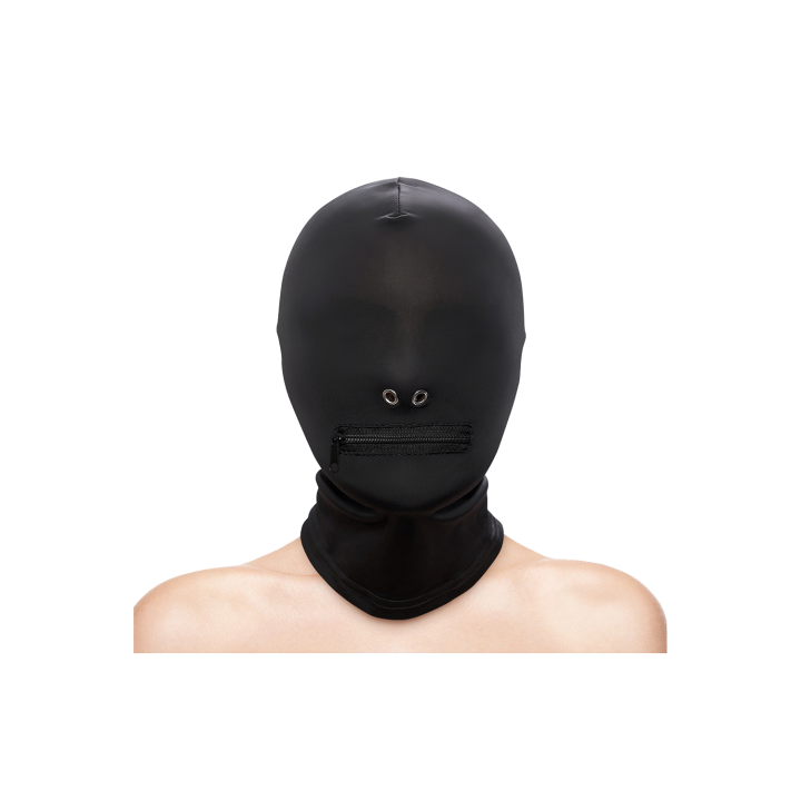 FETISH & FASHION ZIPPERED MOUTH HOOD BLACK