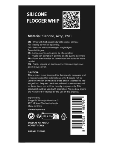 BLAZE SILICONE FLOGGER WHIP BLACK