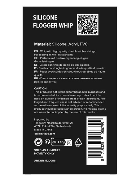 BLAZE SILICONE FLOGGER WHIP BLACK