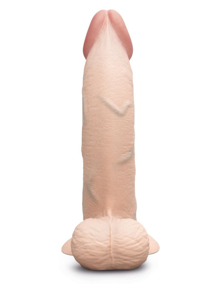 B-VIBE SLIPSKIN REALISTIC SILICONE DILDO 10 INCH CURVED CREAM