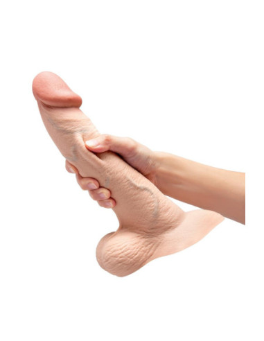 B-VIBE SLIPSKIN REALISTIC SILICONE DILDO 10 INCH CURVED CREAM