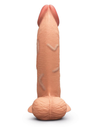 B-VIBE SLIPSKIN REALISTIC SILICONE DILDO 9 INCH CURVED MOCHA
