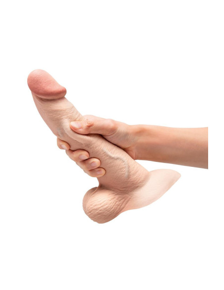 B-VIBE SLIPSKIN REALISTIC SILICONE DILDO 9 INCH CURVED CREAM