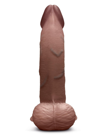 B-VIBE SLIPSKIN REALISTIC SILICONE DILDO 8 INCH CURVED BROWN
