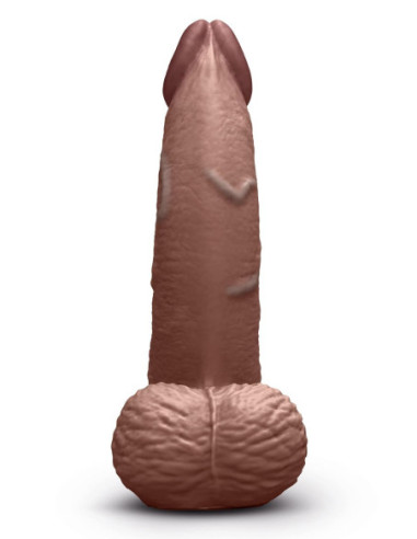 B-VIBE SLIPSKIN REALISTIC SILICONE DILDO 6.5 INCH CURVED BROWN