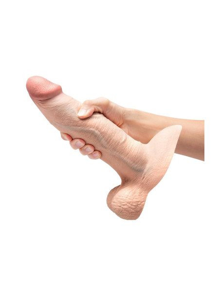 B-VIBE SLIPSKIN REALISTIC SILICONE DILDO 9 INCH GIRTHY CREAM