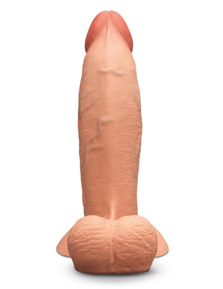B-VIBE SLIPSKIN REALISTIC SILICONE DILDO 8 INCH GIRTHY MOCHA