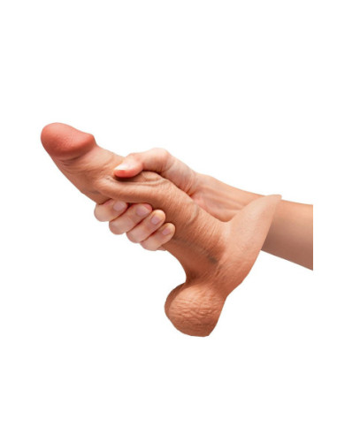 B-VIBE SLIPSKIN REALISTIC SILICONE DILDO 8 INCH GIRTHY MOCHA