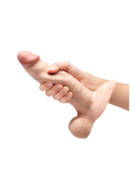 B-VIBE SLIPSKIN REALISTIC SILICONE DILDO 8 INCH GIRTHY CREAM