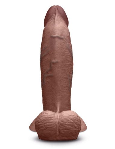 B-VIBE SLIPSKIN REALISTIC SILICONE DILDO 8 INCH GIRTHY BROWN