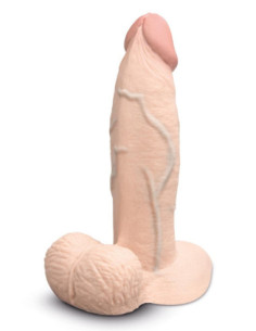 B-VIBE SLIPSKIN REALISTIC SILICONE DILDO 7 INCH GIRTHY CREAM