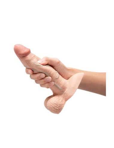 B-VIBE SLIPSKIN REALISTIC SILICONE DILDO 7 INCH GIRTHY CREAM