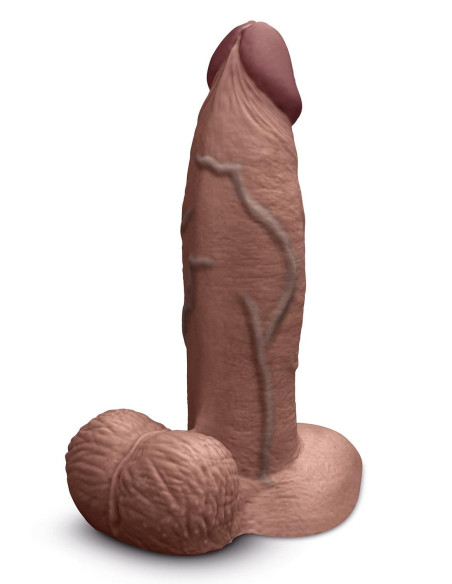 B-VIBE SLIPSKIN REALISTIC SILICONE DILDO 7 INCH GIRTHY BROWN