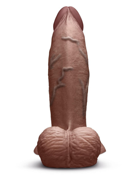 B-VIBE SLIPSKIN REALISTIC SILICONE DILDO 7 INCH GIRTHY BROWN