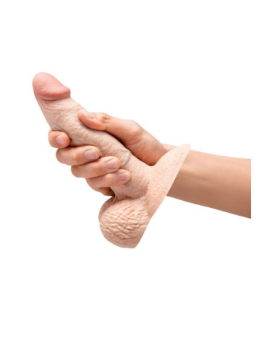 B-VIBE SLIPSKIN REALISTIC SILICONE DILDO 6 INCH GIRTHY CREAM