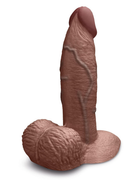 B-VIBE SLIPSKIN REALISTIC SILICONE DILDO 6 INCH GIRTHY BROWN