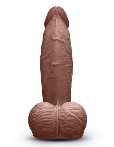 B-VIBE SLIPSKIN REALISTIC SILICONE DILDO 6 INCH GIRTHY BROWN