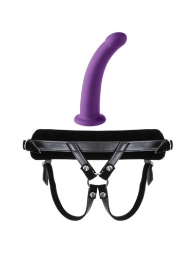 VIRGITE  UNIVERSAL HARNESS WITH PURPLE DILDO SIZE M PURPLE