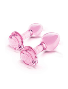 B-VIBE PINK ROSES GLASS BUTT PLUG TRAINING SET 2