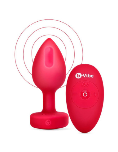 VIBRATING HEART SHAPE JEWEL PLUG ML RED