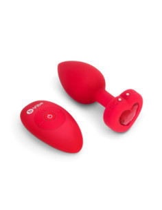 VIBRATING HEART SHAPE JEWEL PLUG ML RED 2