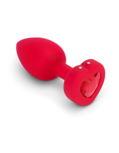 VIBRATING HEART SHAPE JEWEL PLUG ML RED