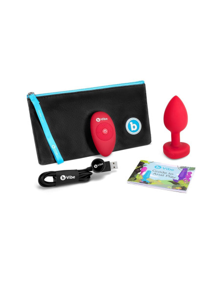 VIBRATING HEART SHAPE JEWEL PLUG ML RED