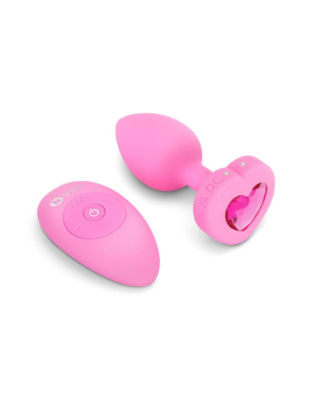 VIBRATING HEART SHAPE JEWEL PLUG SM PINK