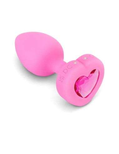 VIBRATING HEART SHAPE JEWEL PLUG SM PINK