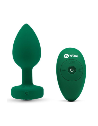 B-VIBE VIBRATING JEWEL PLUG M/L EMERALD GREEN