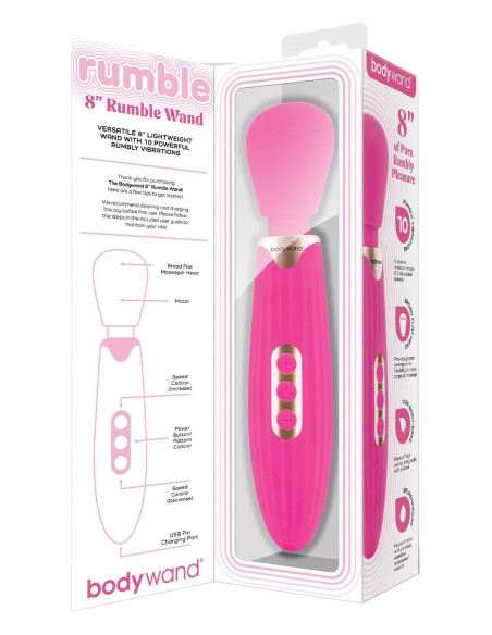 BODYWAND RUMBLE WAND 8 INCH HOT PINK