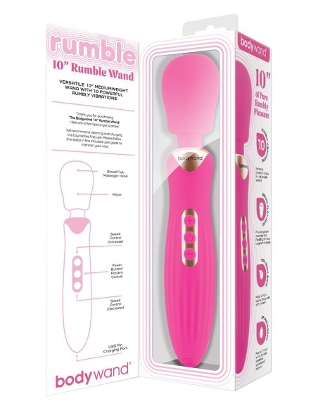 BODYWAND RUMBLE WAND 10 INCH HOT PINK