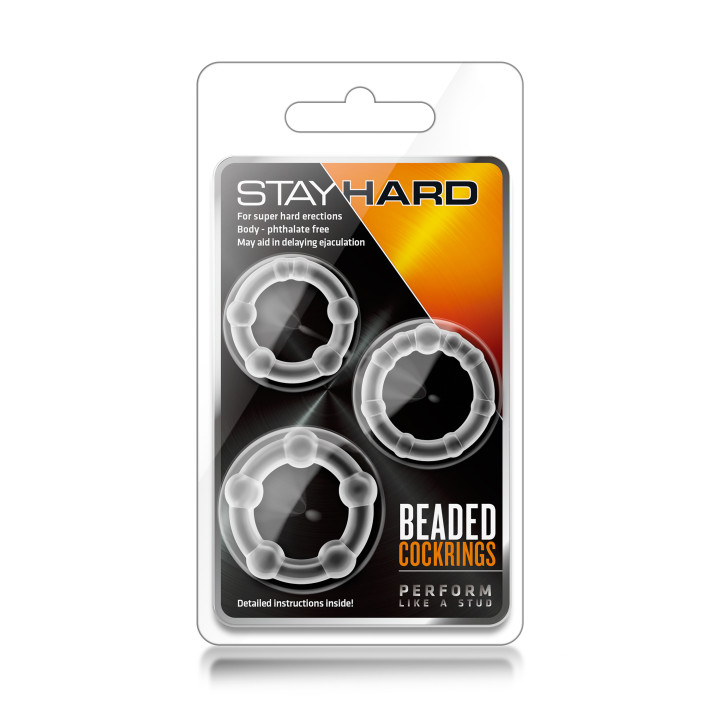 STAY HARD BEADED COCKRINGS CLEAR