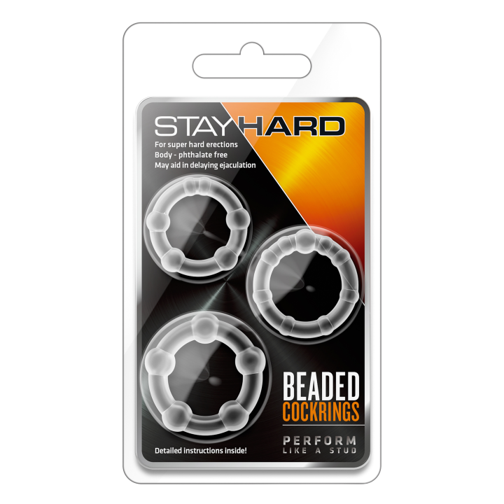 STAY HARD BEADED COCKRINGS CLEAR