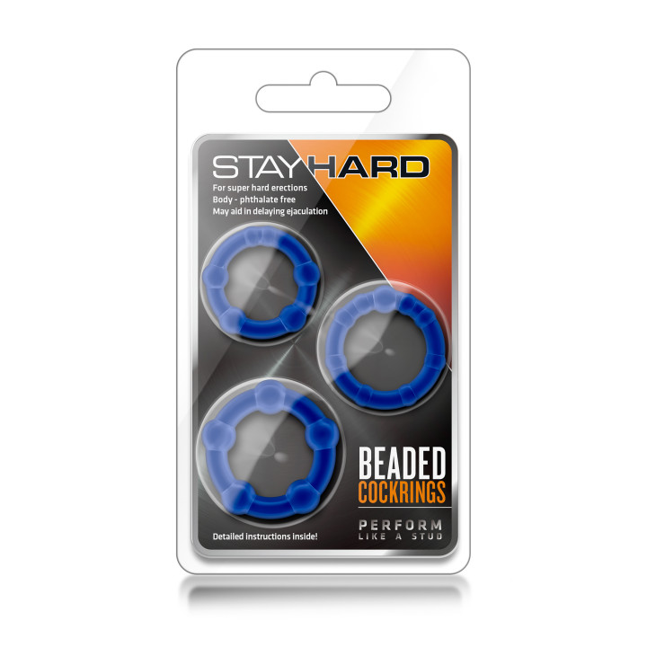 STAY HARD BEADED COCKRINGS BLUE