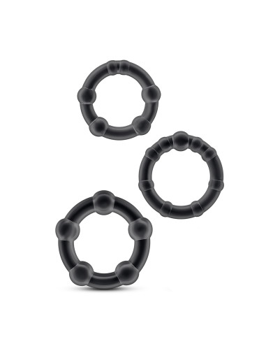 STAY HARD BEADED COCKRINGS BLACK - Sklep erotyczny Intymnosc24.pl