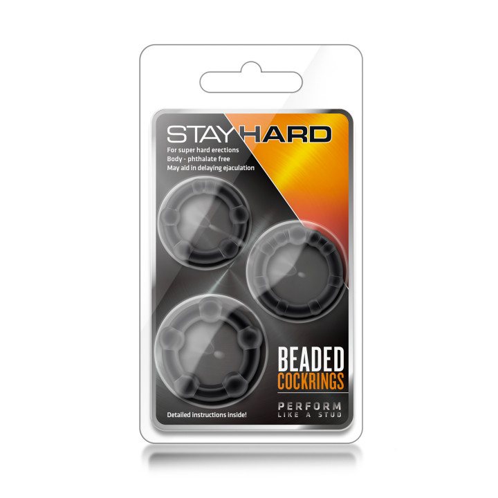 STAY HARD BEADED COCKRINGS BLACK